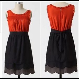 Anthropologie Maeve 4 Silk Scalloped Dress 🌺